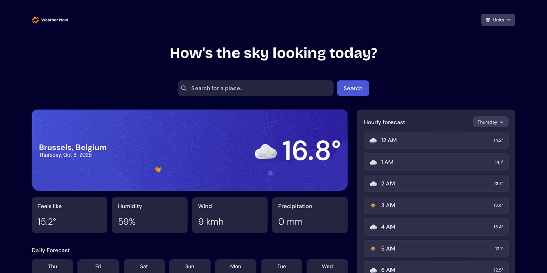 Weather app screenshot